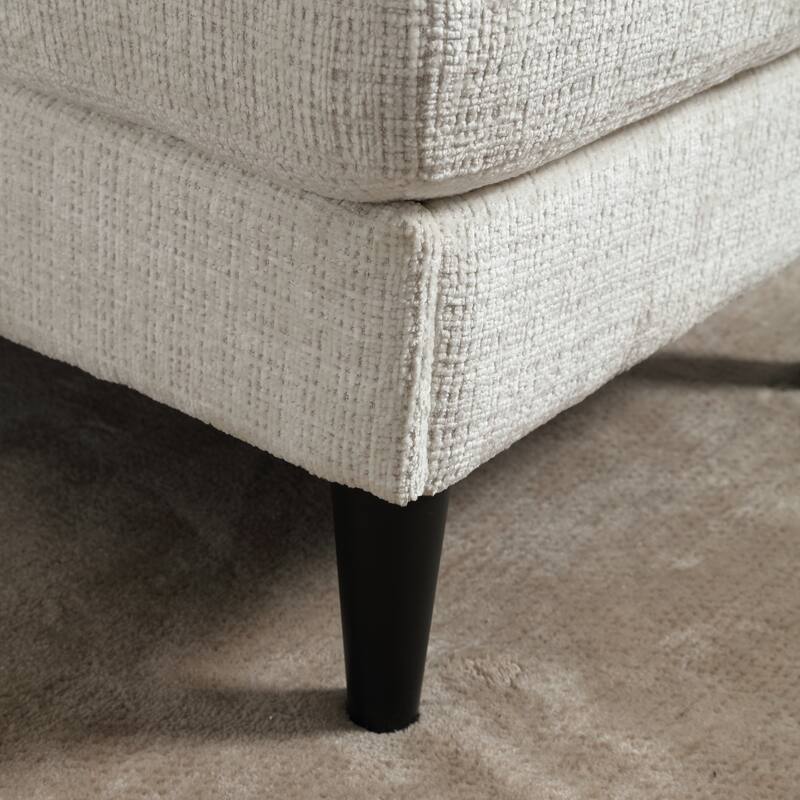 Modular Sectional Sofa with Storage Ottoman, Comfy Chenille Fabric Sofa, 3-Seater Sofa with Side Pockets & 2 Cup Holders