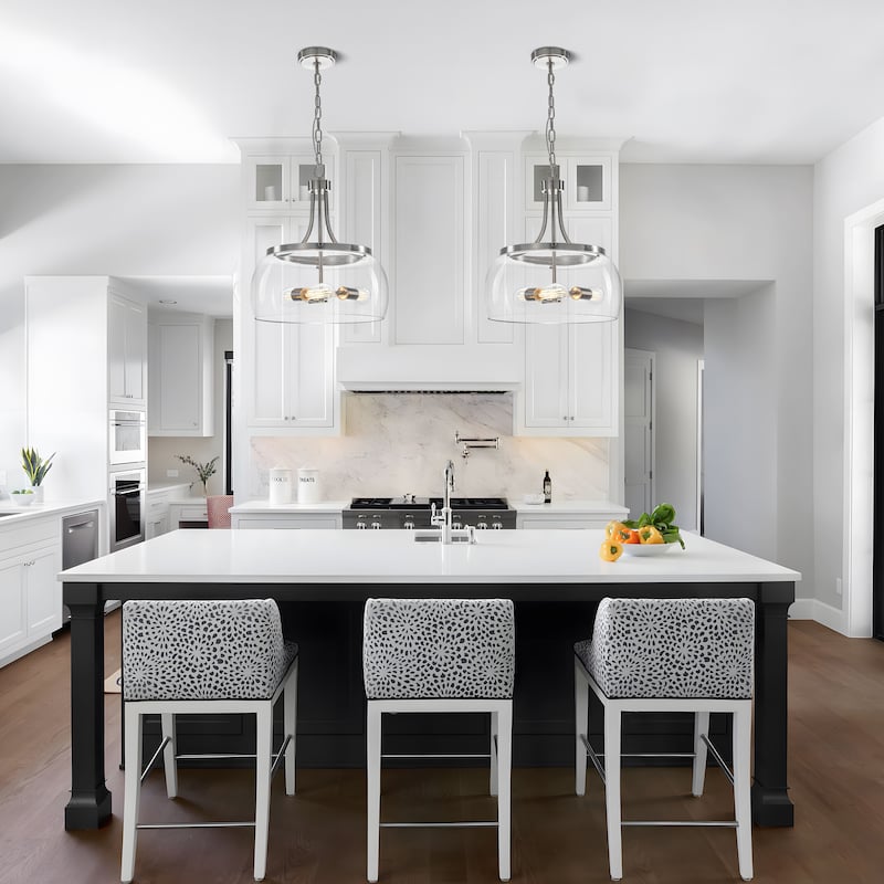 Starsky 1/3-Light Modern Clear Glass Dome Pendant Light