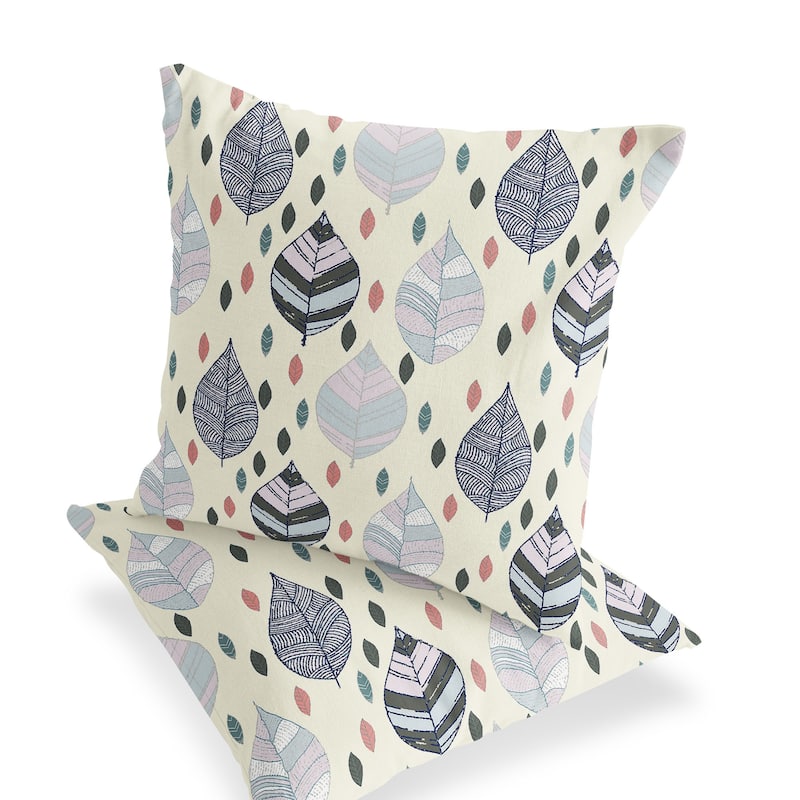 HomeRoots Set of Two 16" X 16" Green and Yellow Blown Seam Botanical Indoor Outdoor Throw Pillow - 16.00' X '16.00' X '5.00