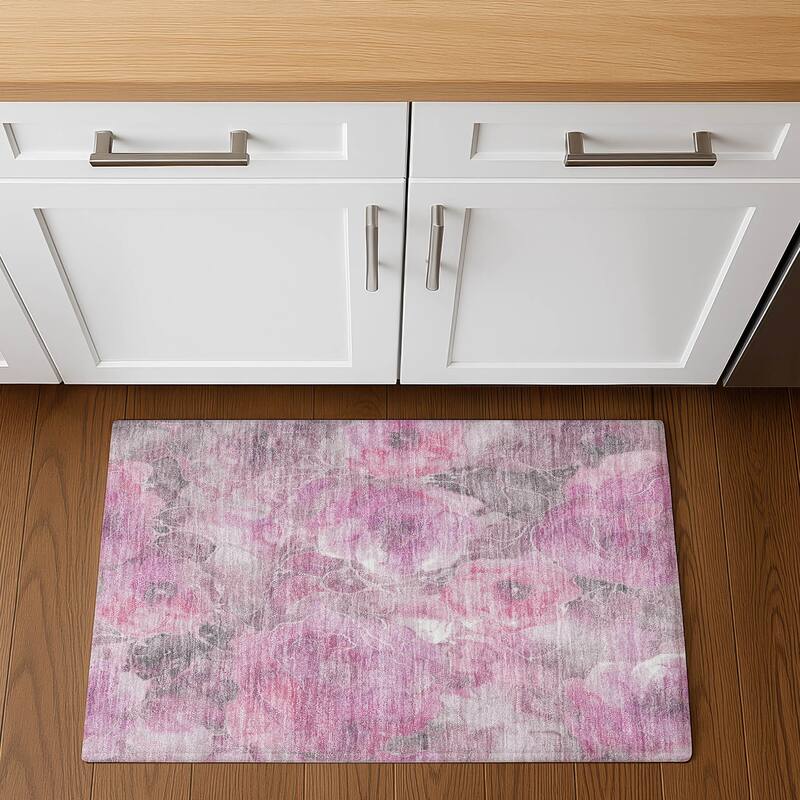 Premium Washable Super Soft Modern Floral Mayfield Rug - Pink - 1'8" x 2'6"