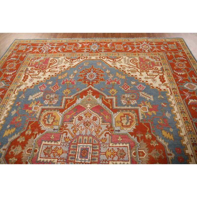 Geometric Heriz Serapi Oriental Area Rug Handmade Wool Carpet - 8'9"x 11'8"