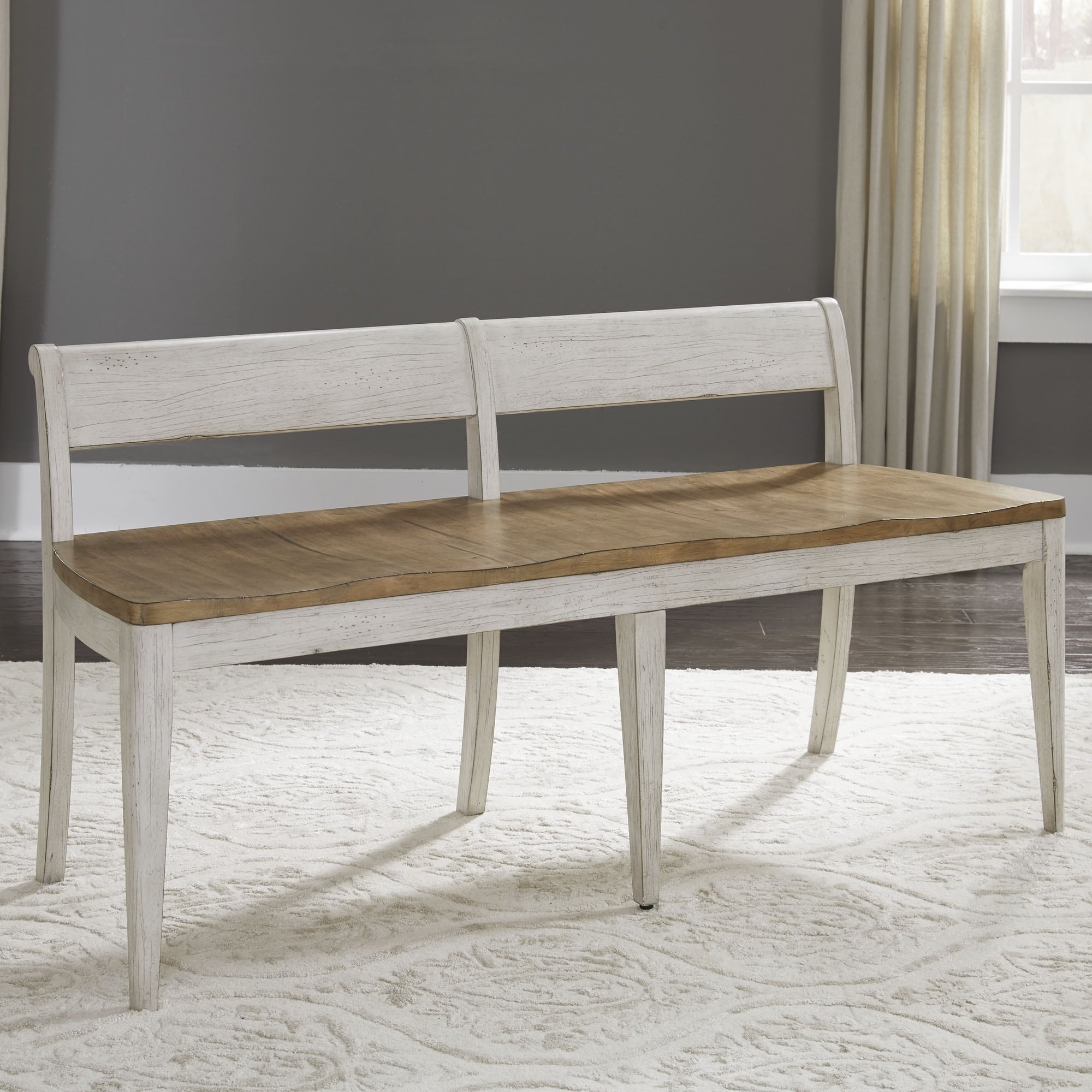 Antique white farmhouse bench deals