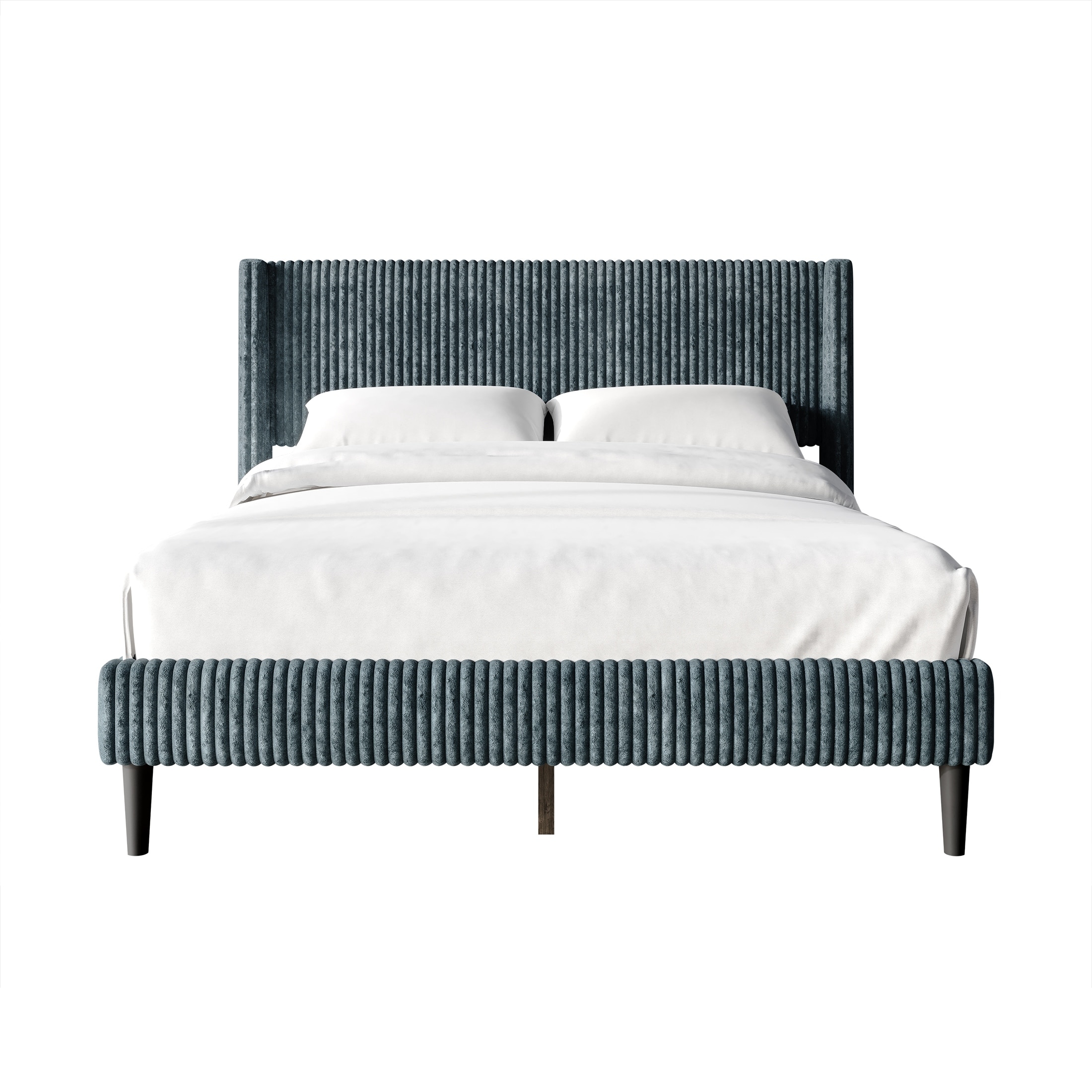 CraftPorch Modern Wingback Upholstered Velvet Bed