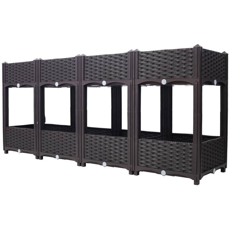Modern Minimalist Garden Bed with Drainage Plug Raised Bottom Drainage Holes, for Vegetable Flower Herb Outdoor - 8' x 10'