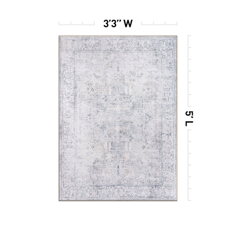 World Rug Gallery Vintage Inspired Distressed Machine Washable Area Rug