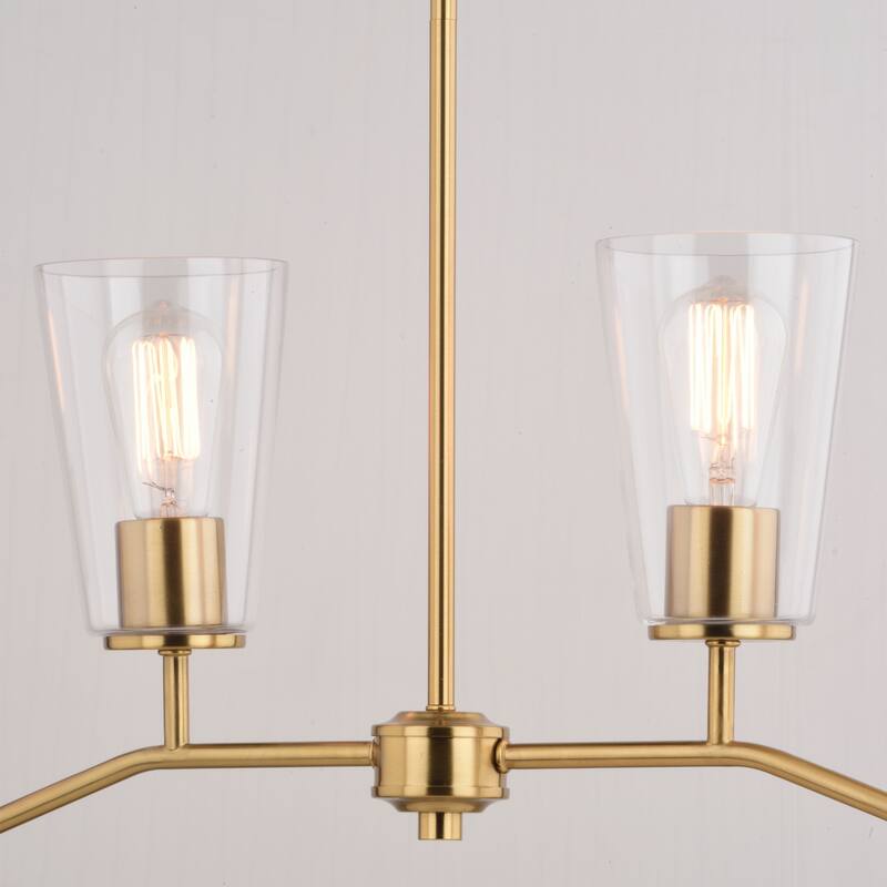 Beverly Linear Chandelier Island Pendant Light Fixture Clear Glass Shade, LED Compatible
