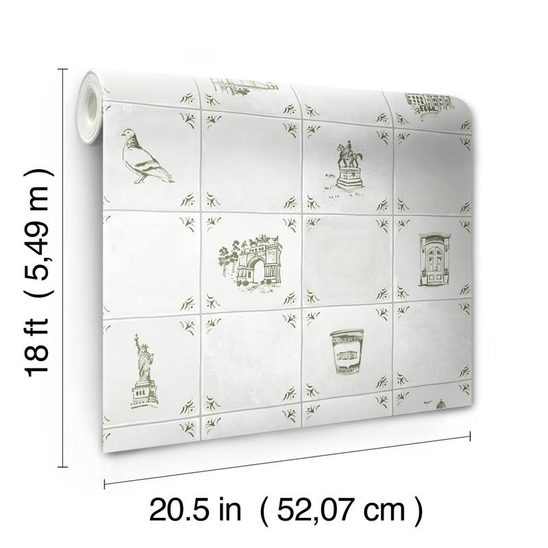 NuWallpaper Brownstone Boys Brooklyn Delft Ivy Peel and Stick Wallpaper - N/A
