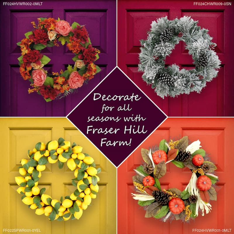 Fraser Hill Farm 20-In. Valentine's Day Ribbon Wreath w/Roses, Bows, Glitter Hearts, Festive Hanging Door, Wall Decoration