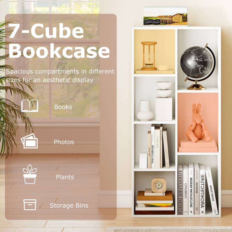 Gymax 2PCS 7-Cube Bookcase w/7 Compartments 2 Anti-tipping Kits for