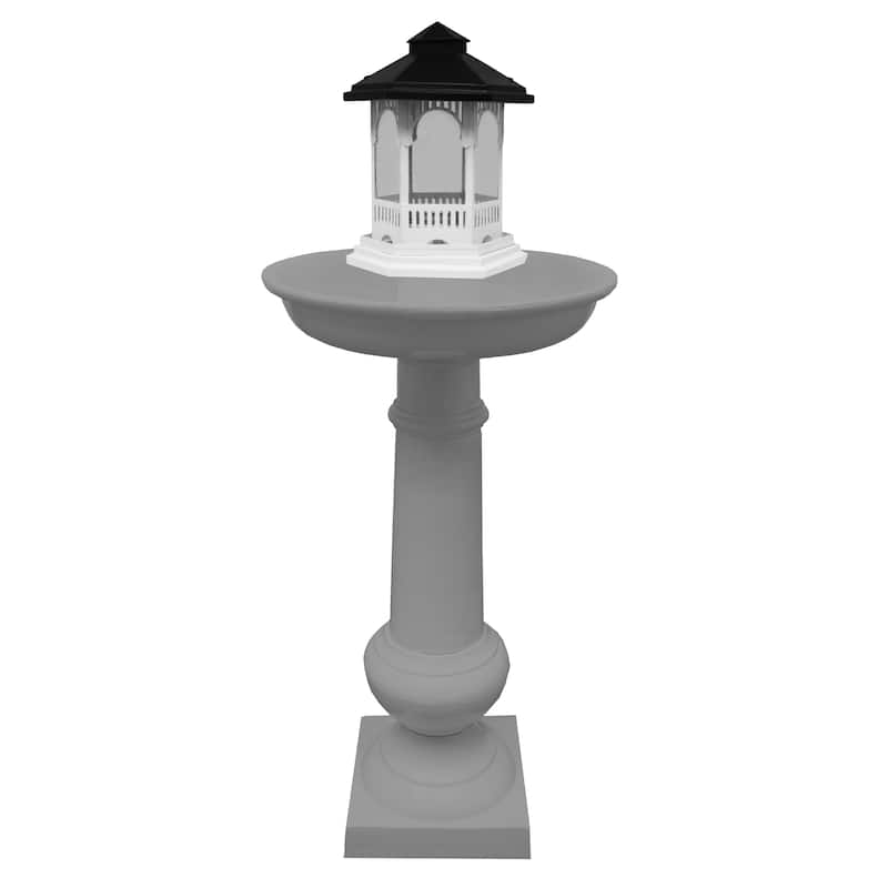 Modern Round Cast Aluminum Metal 40-in Bird Bath and Bird Feeder Combo