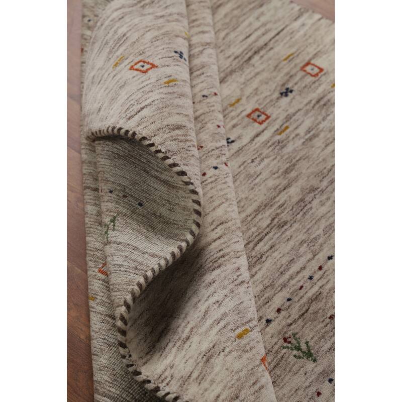 Hand Knotted Oriental 100% Wool Carpet Tribal Animal Pictorial Beige & Ivories Gabbeh Area Rug - 5' 9'' X 3' 11''