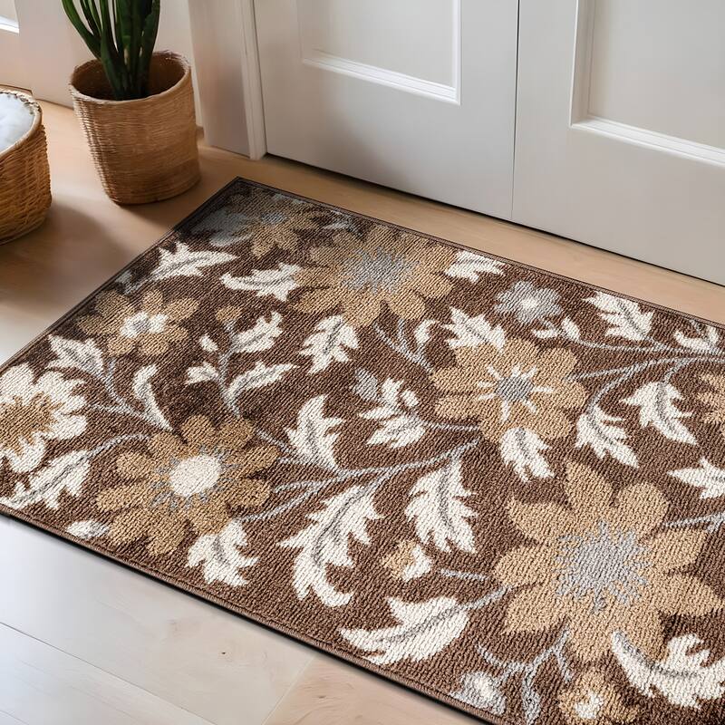 Contemporary Floral Area Rug for Living Room, Bedroom, or Entryway - Low Pile Indoor Rug - 2' x 3'