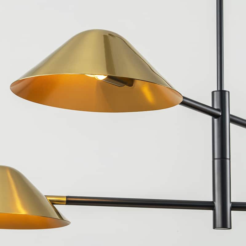 Rennnsan 4-Light Modern Industrial Linear Sputnik Gold Chandelier for Dining Room