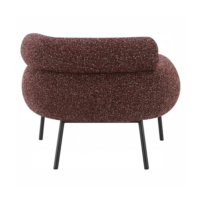 Tweed Fabric Upholstered Accent Chair in Maroon