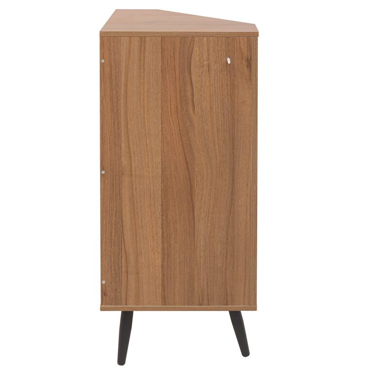 GDFStudio - Modern Rattan Storage Corner Cabinet with Adjustable Shelves