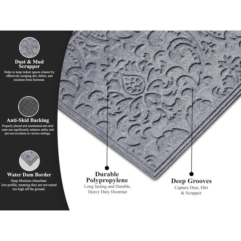 A1HC New All Weather Superior Dirt and Moisture Absorbing Polypropylene Door Mat with Non-Slip Backing for Inside Outside Use