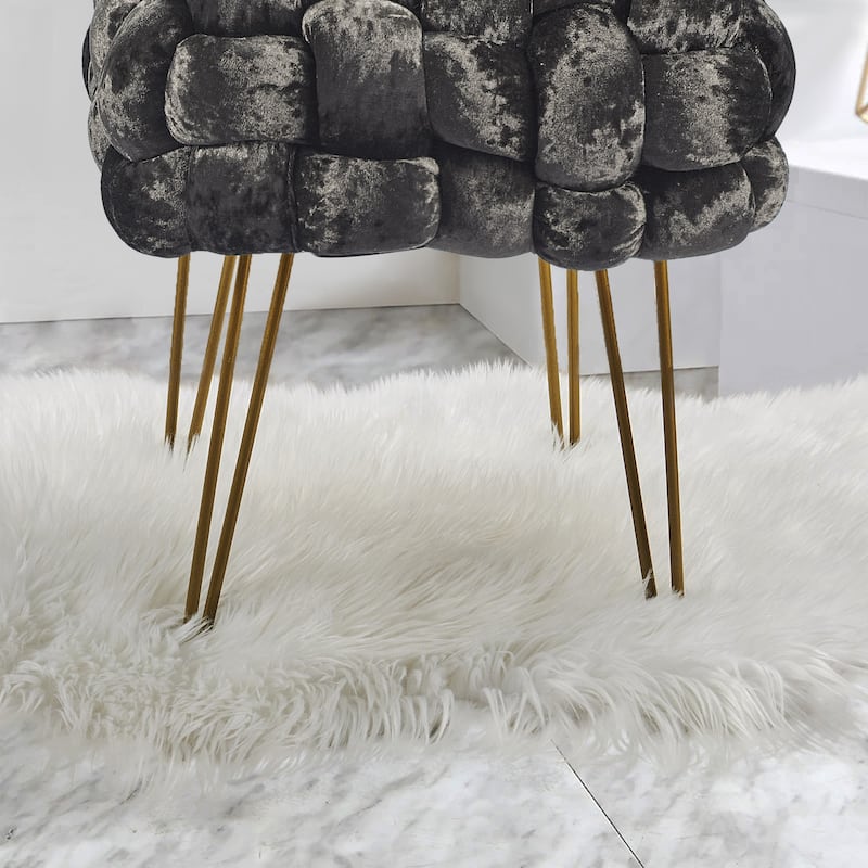Home Soft Things Crushed Velvet Pouf Stool Ottoman