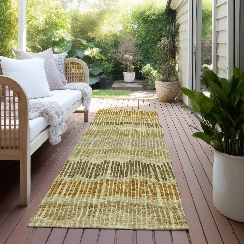 Machine Washable Indoor/ Outdoor Chantille Abstract Stripe Rug