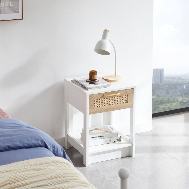 15.75" Rattan Side table with Drawer - Natural