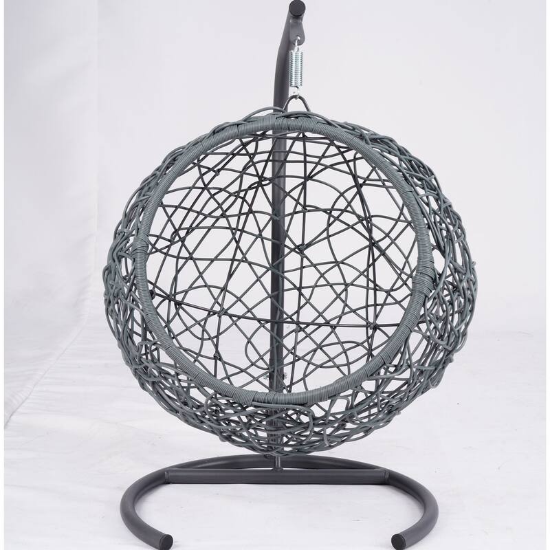 Cat Swing Bed w/Stand & Cushion, Rattan Wicker Egg Chair for Cats & Small Pets