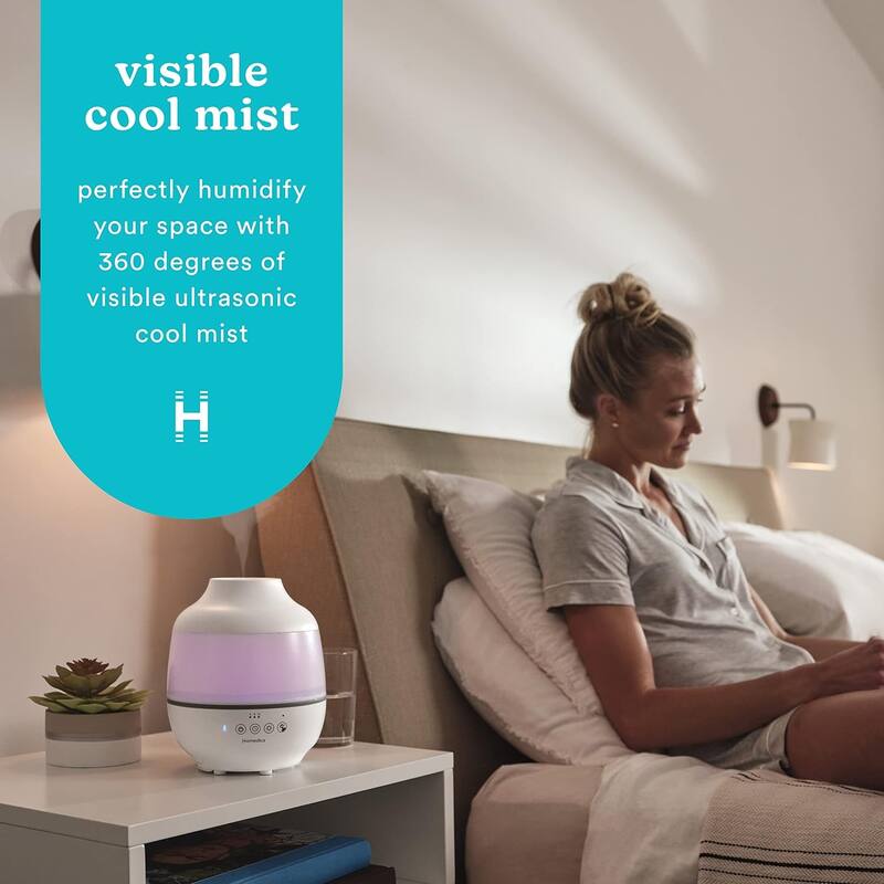 Homedics TotalComfort UHE‑CM18 Cool Mist Humidifier | 0.5 gal Top‑Fill Tank | 2 Mist Speeds | Night‑Light