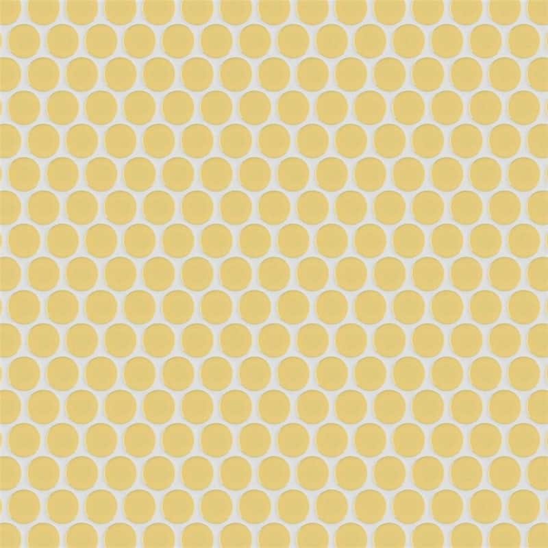 Merola Tile Hudson Penny Round Vintage Yellow 11-7/8 x 12-5/8 Porcelain Mosaic Tile