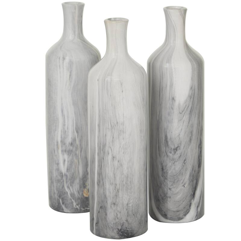 Ceramic Faux Marble Decorative Vase - Set of 3 Gray - CosmoLiving by Cosmopolitan