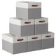 preview thumbnail 30 of 64, Foldable Collapsible Storage Box Bins Linen Fabric Shelf Basket Cube Organizer with Leather Handles - Set of 6 13" x 15" x 13" - White/Gray