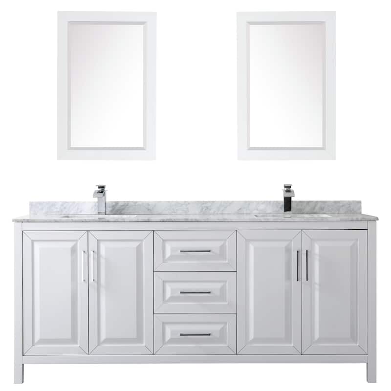 Daria 80-inch Double Vanity, Marble Top, 24-inch Mirrors