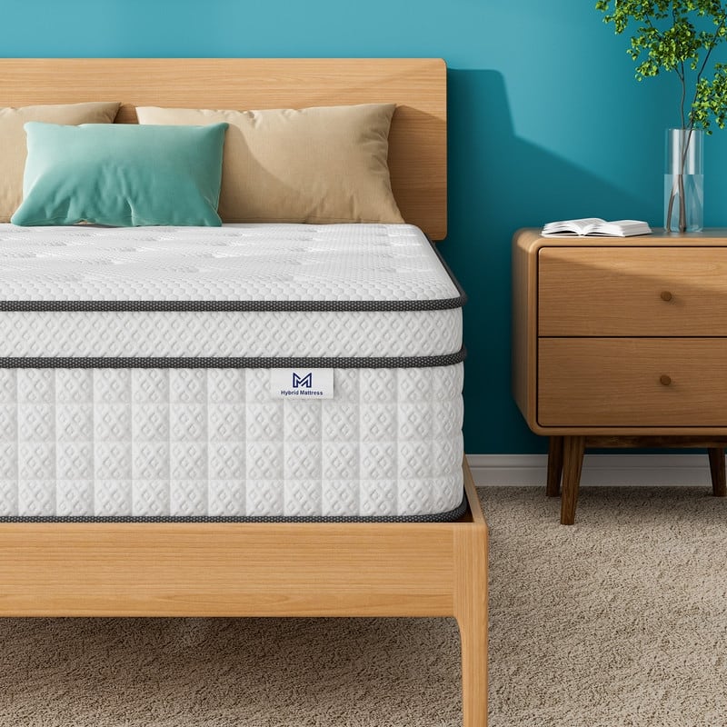 12" Spring Hybrid Mattress in a Box, Pocket Springs, Isolation Motion, Back Pain Relief, CertiPUR-US