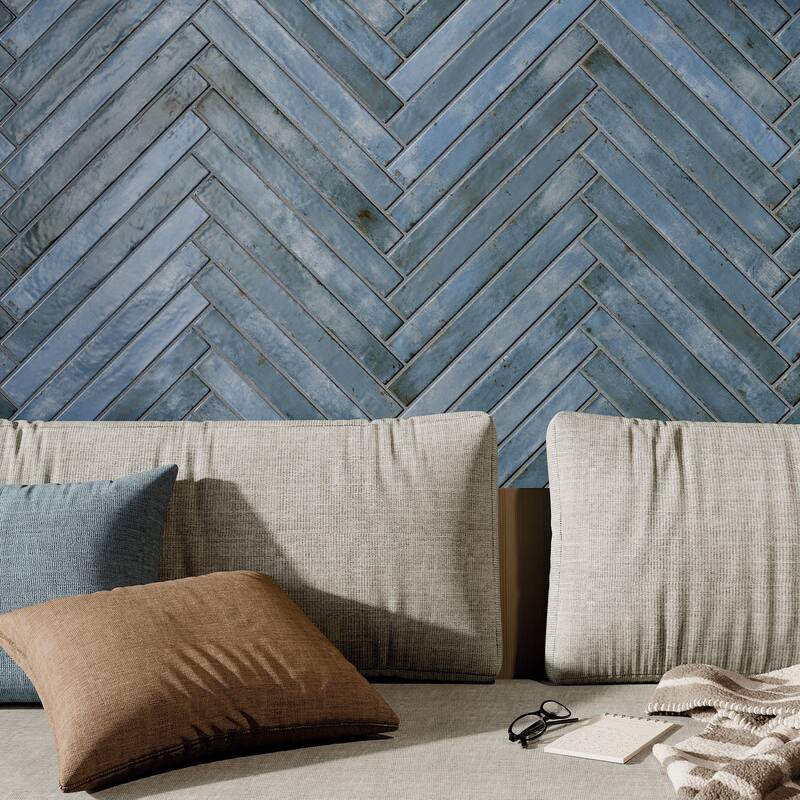 Merola Tile Phoenix Blue 1-7/8" x 17-3/4" Porcelain Floor and Wall Tile