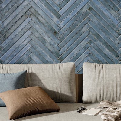 Merola Tile Phoenix Blue 1-7/8" x 17-3/4" Porcelain Floor and Wall Tile