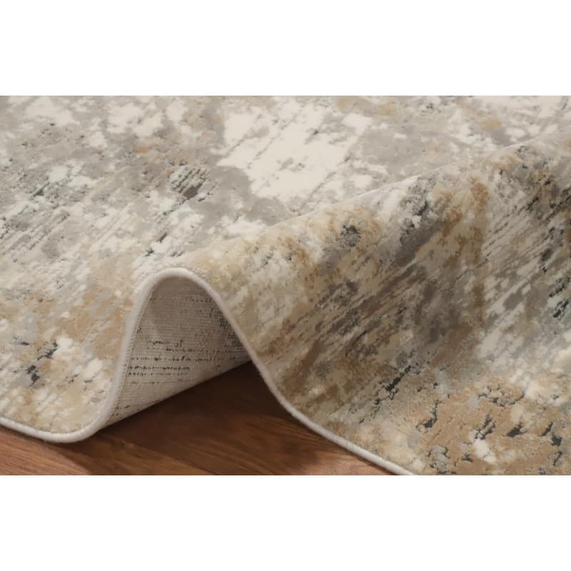 Machine Made Oriental Polyester Carpet Modern Abstract Greys & Charcoal Abstract Area Rug - 7' 5'' X 5' 2''