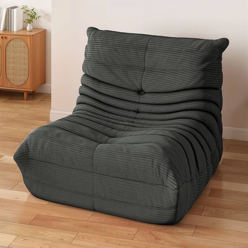 Moasis Bean Bag Chairs Single Sofa with Memory Foam,Lazy Floor Sofa for Adults & Kids - Grey