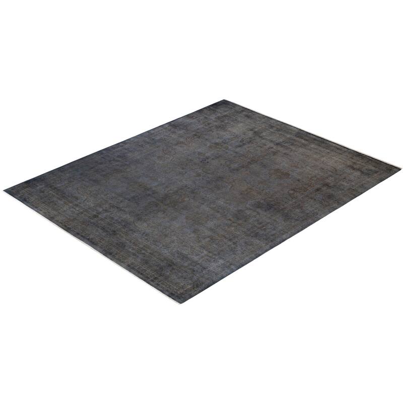 Overton Hand Knotted Wool Vintage Inspired Modern Contemporary Overdyed Gray Area Rug - 9' 2" x 11' 7"