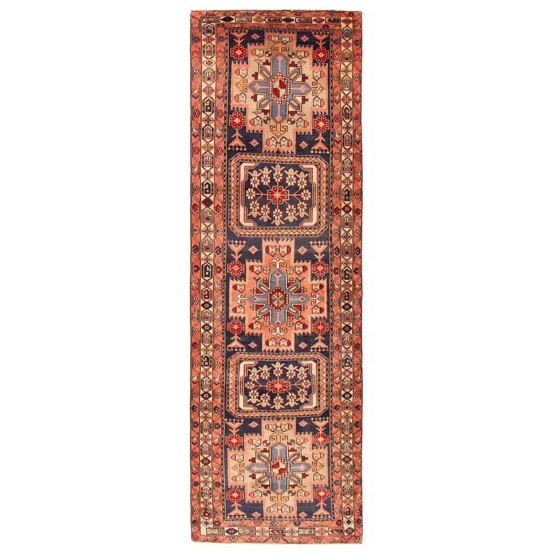 ECARPETGALLERY Hand-knotted Konya Anatolian Navy Wool Rug - 3'5 x 10'10 - Dark Navy - 3'5 x 10'10