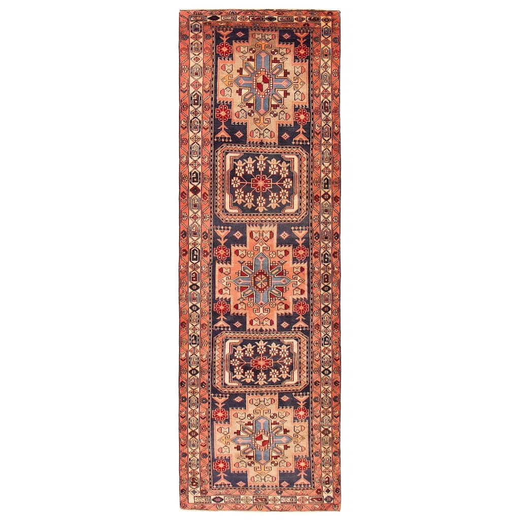 ECARPETGALLERY Hand-knotted Konya Anatolian Navy Wool Rug - 3'5 x 10'10