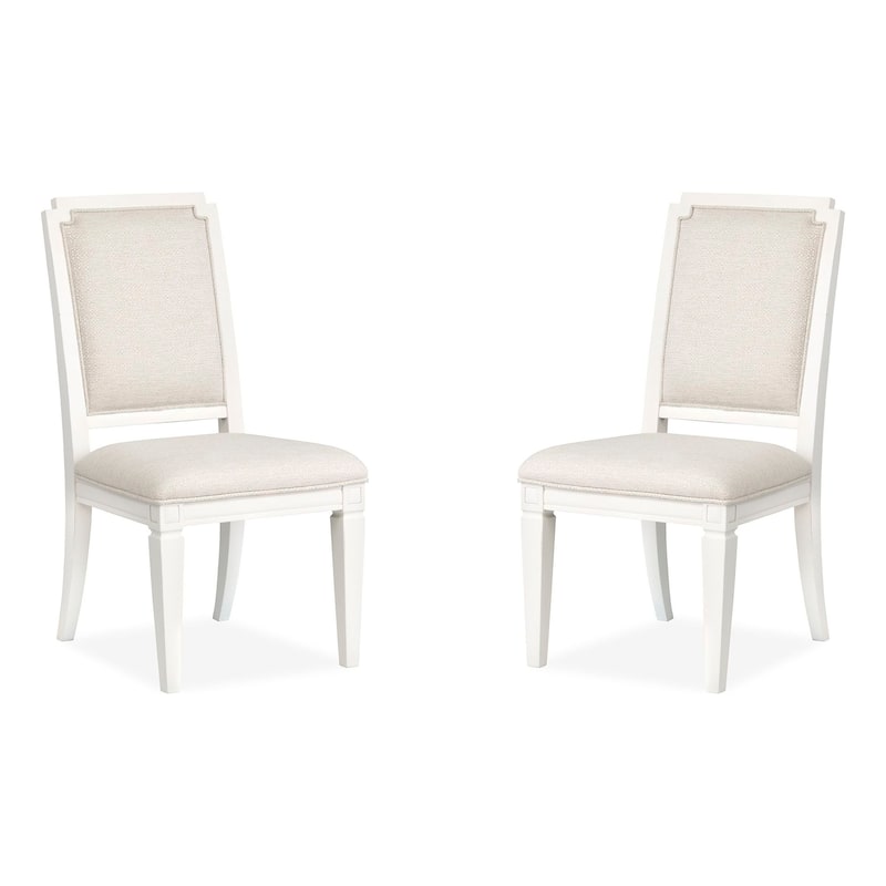 Magnussen Home Willowbrook Egg Shell White Upholstered Side Chair Two Pack - 20''W x 23.63''D x 40''H - 20''W x 23.63''D x 40''H - Set of 2 - Egg Shell White - Dining Height