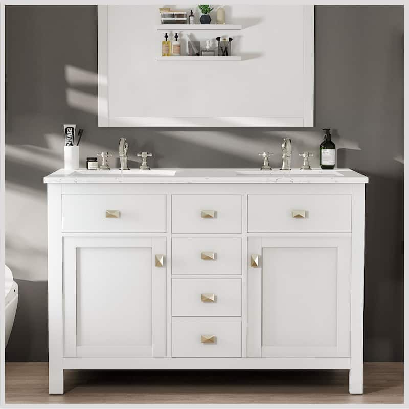 Totti Artemis 48" White DS Bath Vanity with Engineered countertop - 48