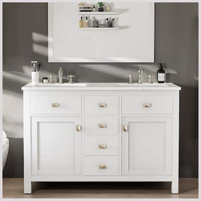 Totti Artemis 48" White DS Bath Vanity with Engineered countertop - 48