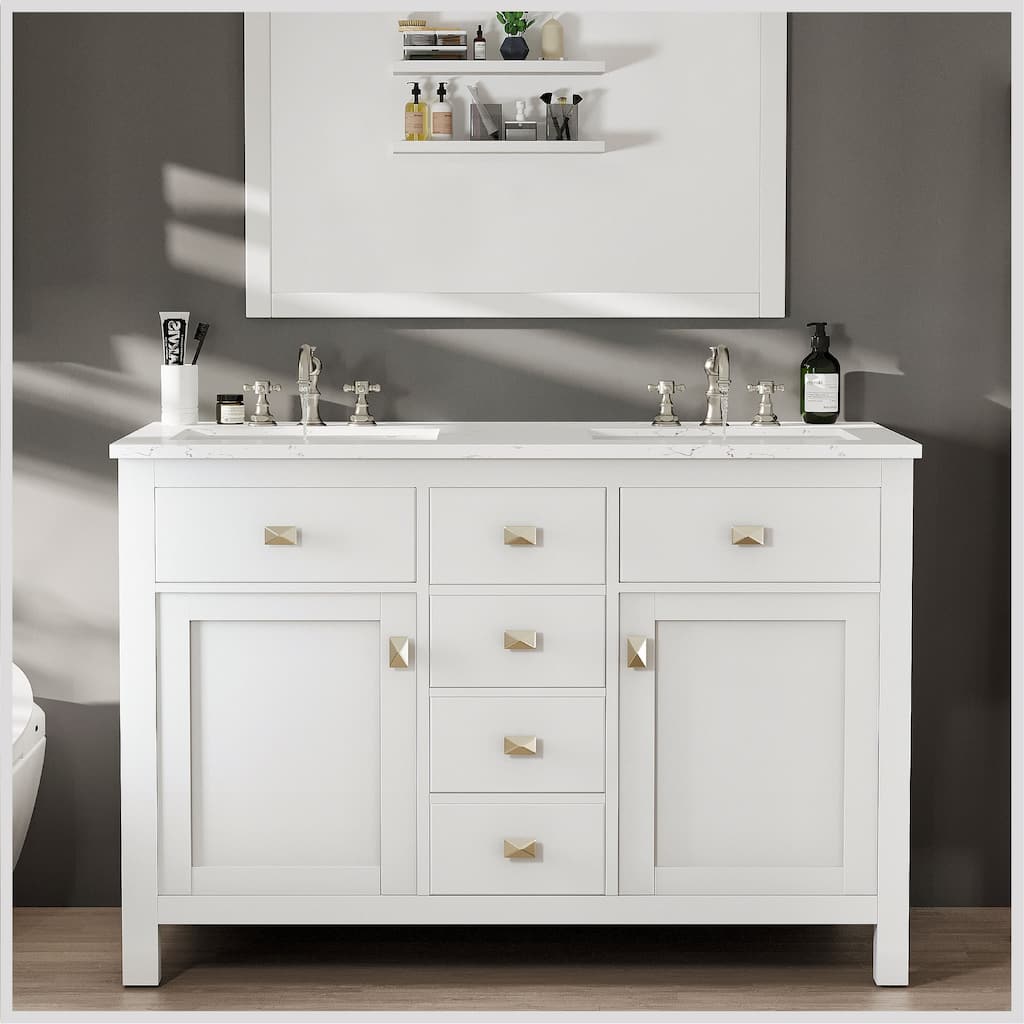 Totti Artemis 48" White DS Bath Vanity with Engineered countertop - 48