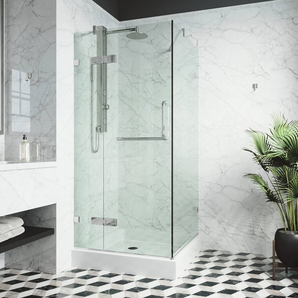 VIGO Monteray 32"D x 32"W x 79"H Frameless Hinged Shower Enclosure and Base