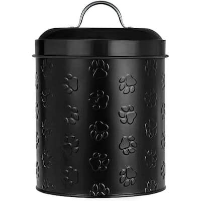 Amici Pet Puppy Paws Black Metal Canister