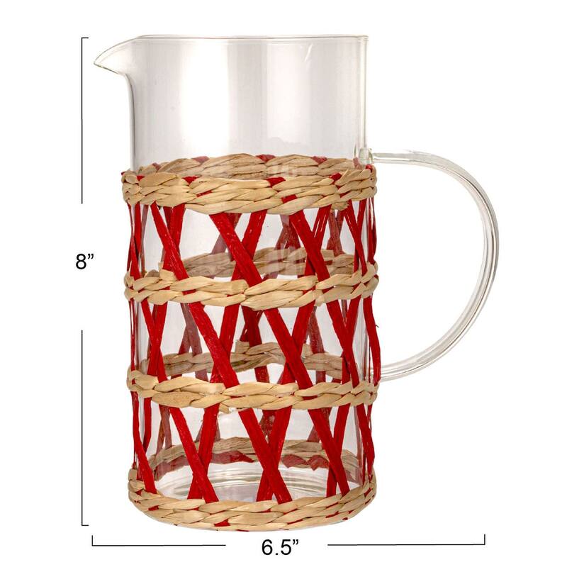 Glass Pitcher with Woven Sleeve