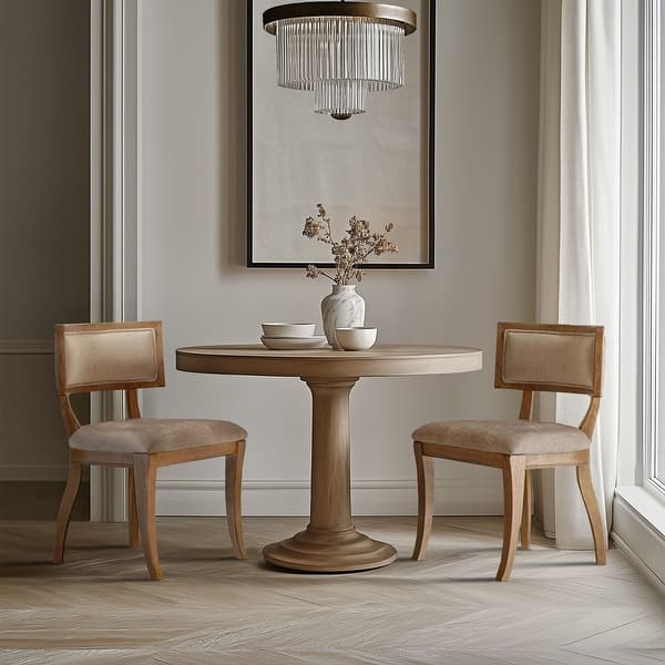 Madison Park Signature Marie Upholstered Split-Back Dining Chairs with Curved Wood Frame (Set of 2) - Set of 2 - beige/ light natural - Dining Height