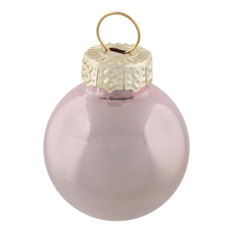 2-Finish Glass Christmas Ball Ornaments - 1" (25mm) - Baby Pink - 24cy