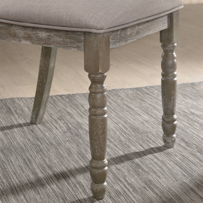 Set of 2 Wood Pedestal Upholstered Dining Chair