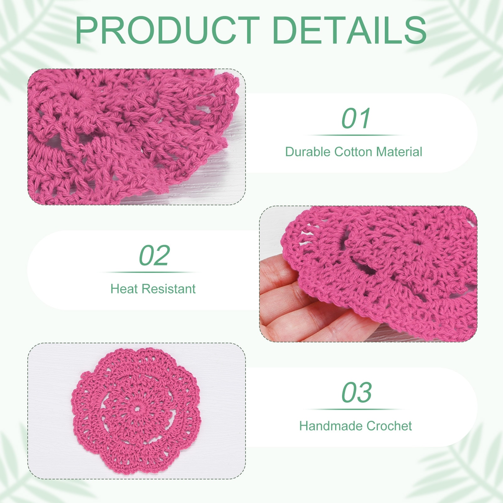 Handmade Crochet Coasters, Round Cotton Placemats for Table/Cup/Bowl/Vase/Tea Trays/Home Decoration, Lace Doilies Place Mats