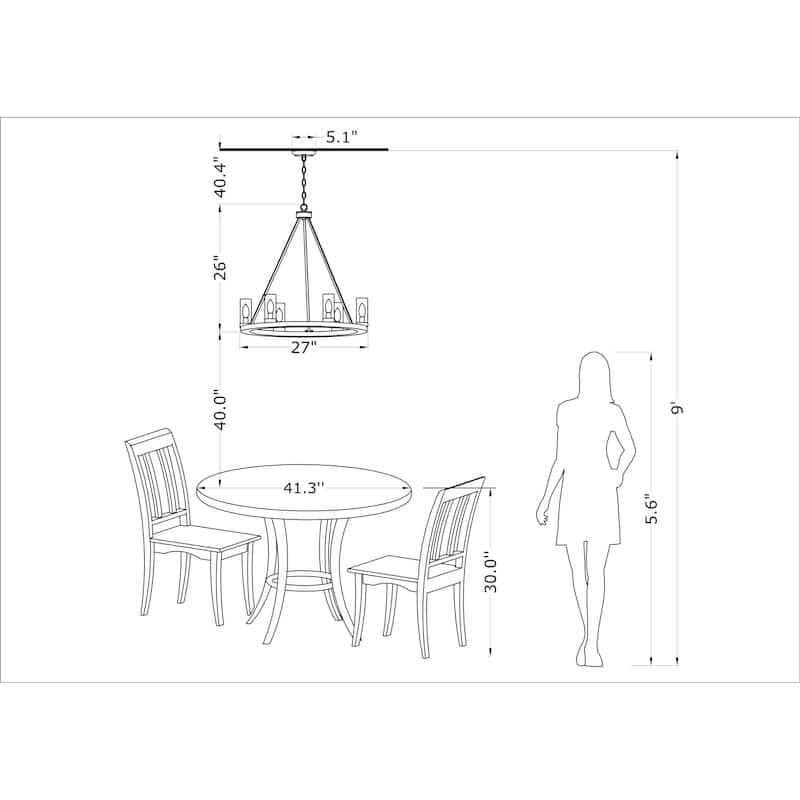 Daniela Natural Wood and Antique Black Metal Bubble Glass Chandelier
