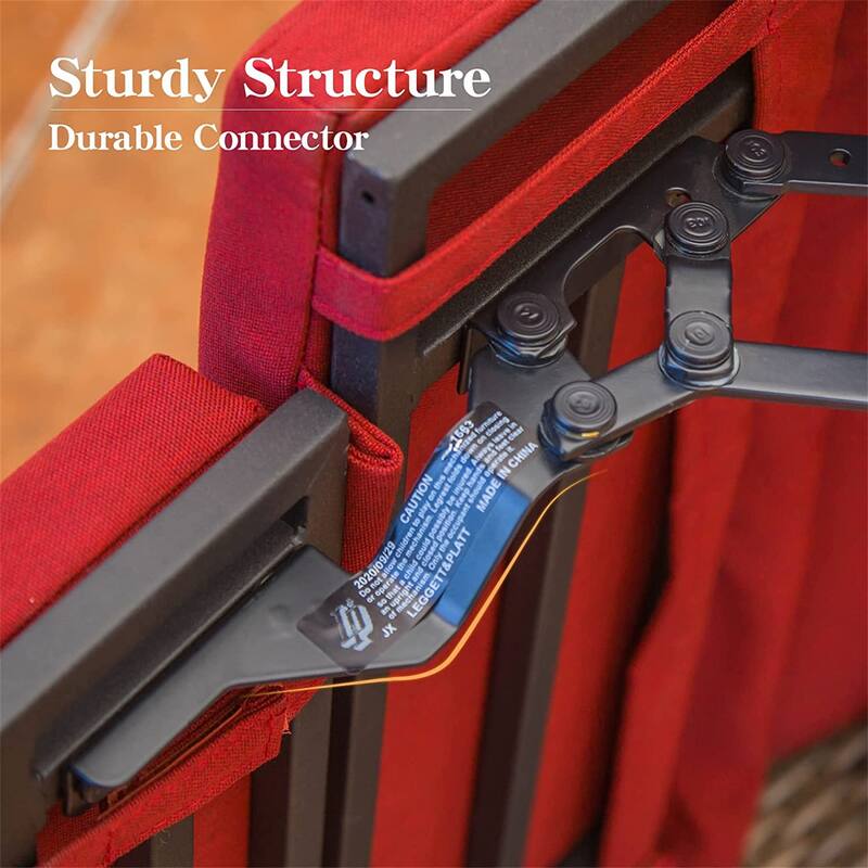 GDFStudio - Wicker Reclining Patio Chair, All-Weather Outdoor Recliner with Red Cushion for Ultimate Relaxation